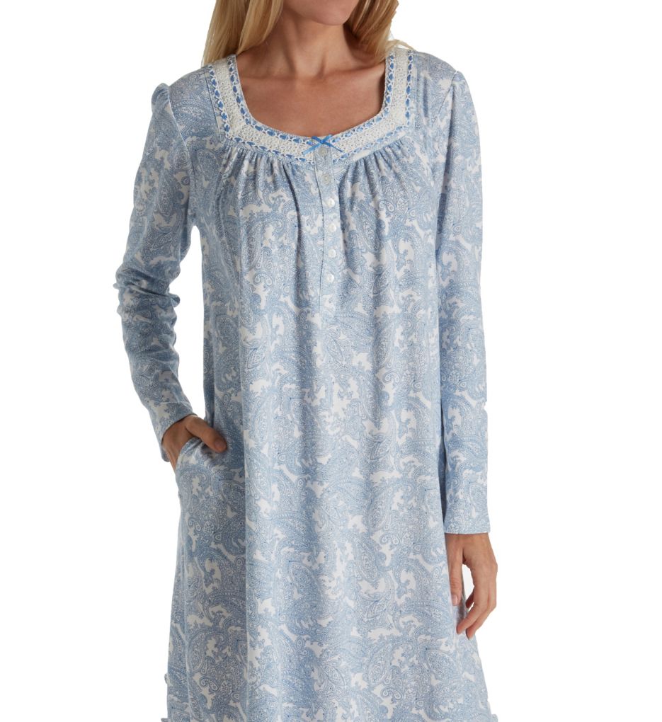 Aria Blue Serenity Long Sleeve Short Nightgown 8017810 Aria Blue Serenity Long Sleeve Short Nightgown 8017810