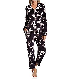 Donna Karan Sleepwear Signature PJ Velour Notch Collar Cropped Sleep Set D3923444