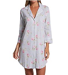 Lauren Ralph Lauren Sleepwear Classic Knits 3/4 Sleeve Notch Collar Sleepshirt LN32230