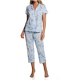 Lauren Ralph Lauren Sleepwear Knit Short Sleeve Notch Collar Capri PJ Set LN92235