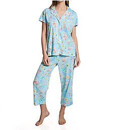 Lauren Ralph Lauren Sleepwear Knit Short Sleeve Notch Collar Capri PJ Set LN92245